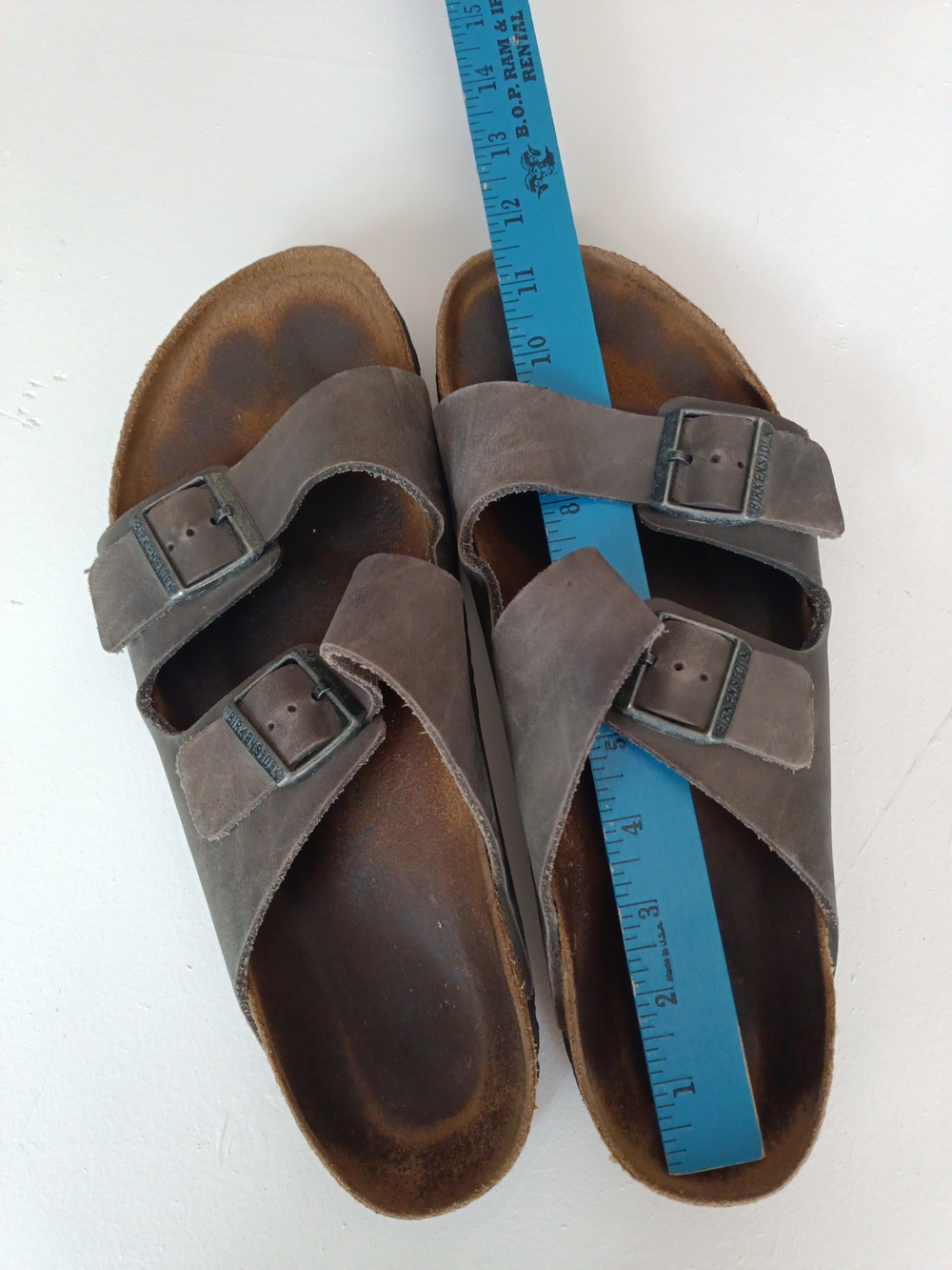 Birkenstock Men's Double Buckle Suede Slide Sandals in Gray Brown